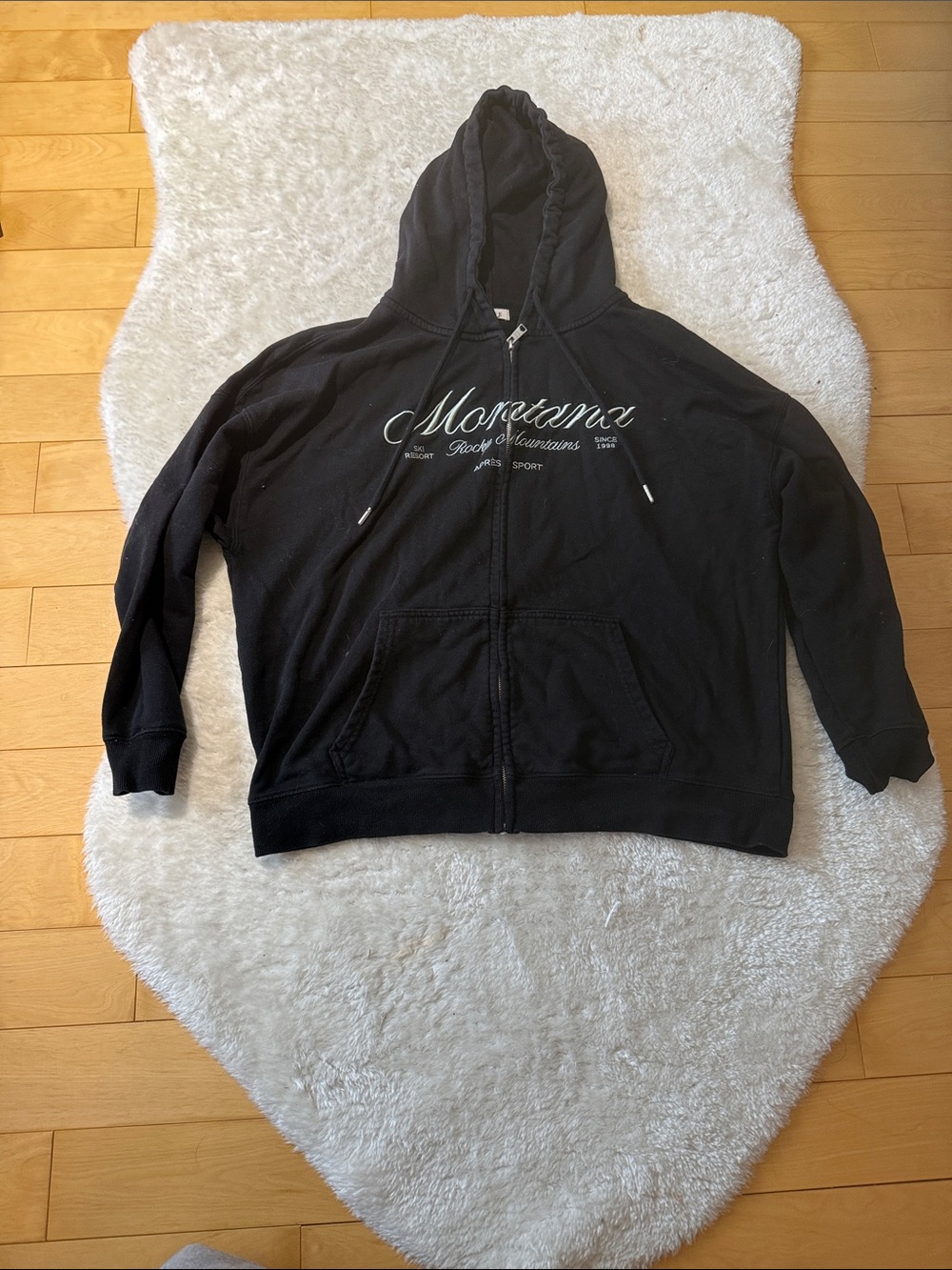 Garage Black Zip-Up Hoodie with Script Chest Logo